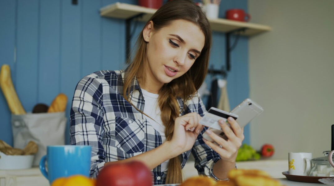woman checking bank statements